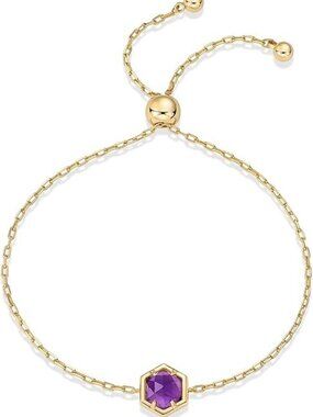 Amethyst Yellow Gold 14K Gold Plated Hexagon Gemstone Bracelet